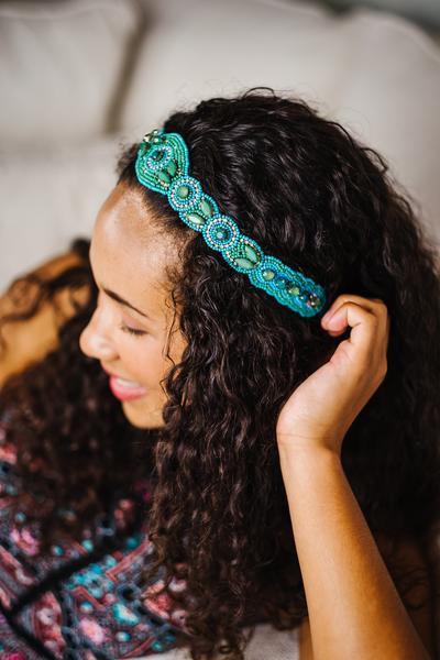 Fabric hair band, big, turquoise