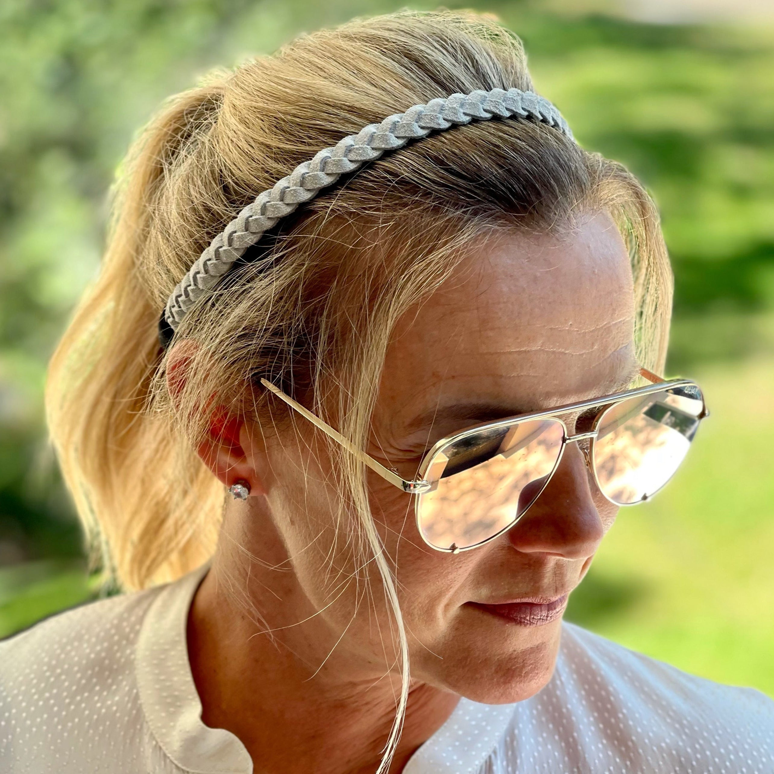 Braided White Leather Headband – Inspired Elements Co