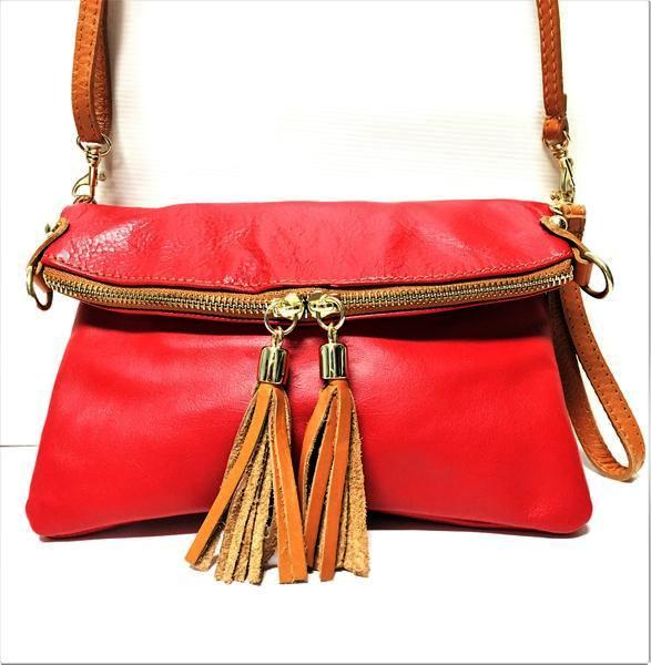 DISSONA ITALY RED Reptile Stamped Leather LARGE Bag Purse Double Handle  Handbag
